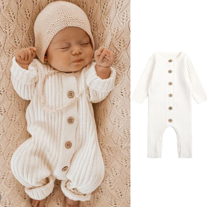 100% Cotton Winter Baby Knitted Romper Newborn Warm Sweater Jumpsuit Zipper Most Popular New Born Baby Clothing for Boys Girls