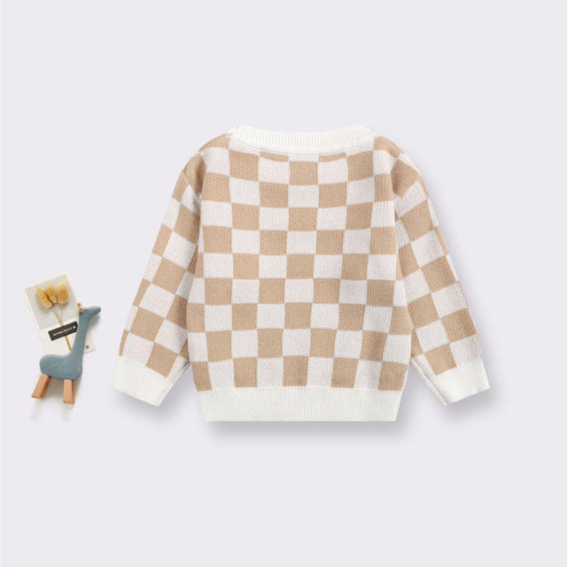 Manufacturer Custom 100% Cotton Knit Baby Clothing Sets Plaid Print 2-Piece Girls Shorts & Newborn Baby Sweater