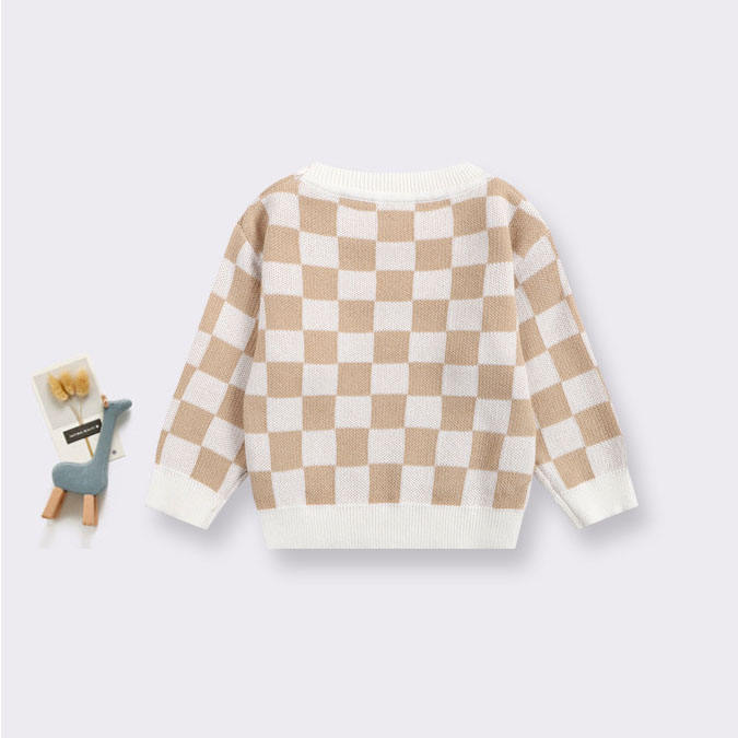 Manufacturer Custom 100% Cotton Knit Baby Clothing Sets Plaid Print 2-Piece Girls Shorts & Newborn Baby Sweater