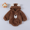 Ins Autumn Winter Newborn Toddler Girl Bear Long Sleeve Hooded Romper Outfits Baby Polyester Bodysuit