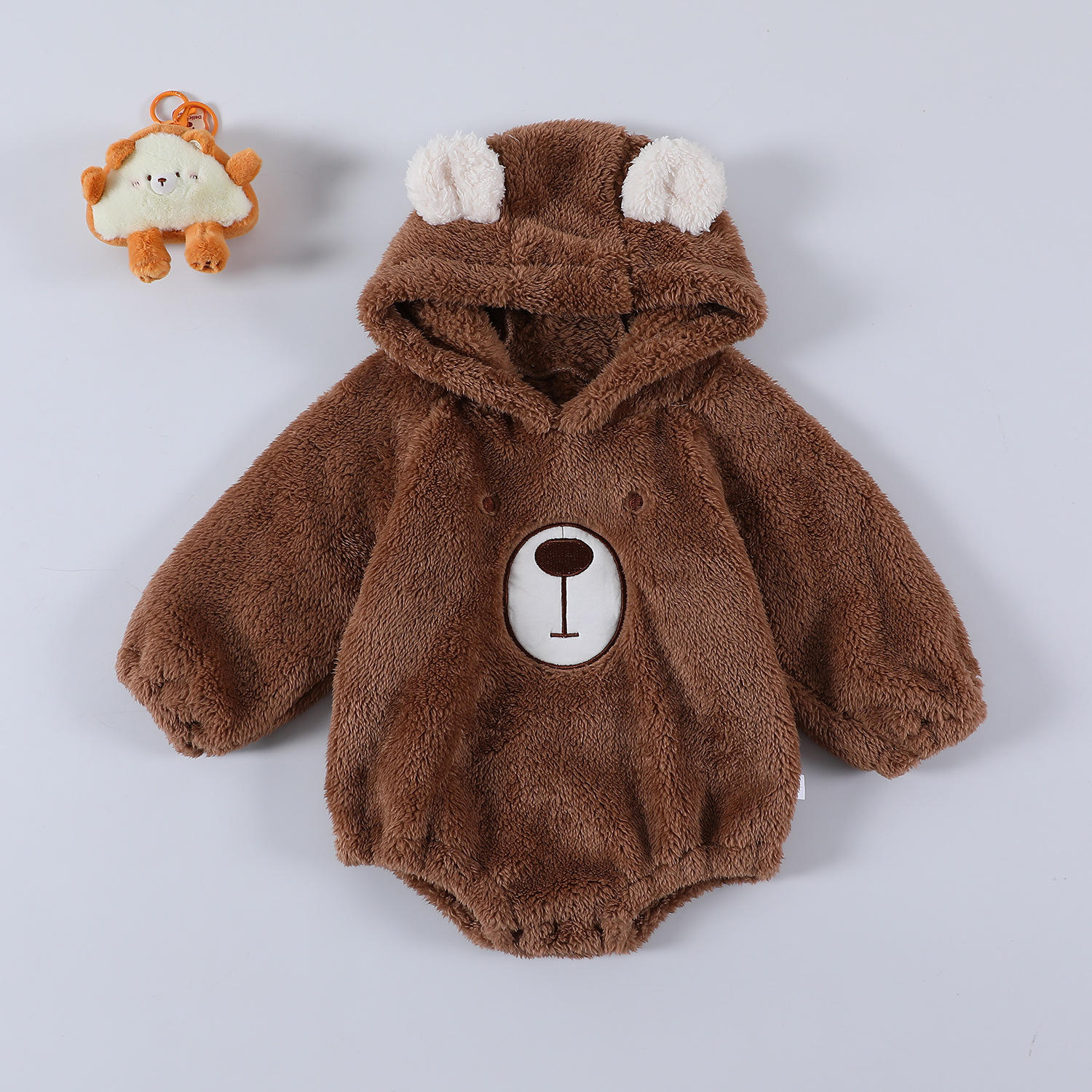 Ins Autumn Winter Newborn Toddler Girl Bear Long Sleeve Hooded Romper Outfits Baby Polyester Bodysuit