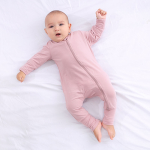 Custom High Quality Baby Clothing Two Ways Zipper Organic Cotton Baby Romper Jumpsuit Pajamas Baby Girl Clothes