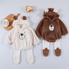 Ins Autumn Winter Newborn Toddler Girl Bear Long Sleeve Hooded Romper Outfits Baby Polyester Bodysuit