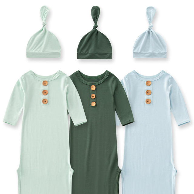 Send a Hat Winter Wearable Blanket Soft Newborn Clothes Baby Bamboo Gown Swaddle Wrap Solid Olive Bamboo Baby Knot Gown