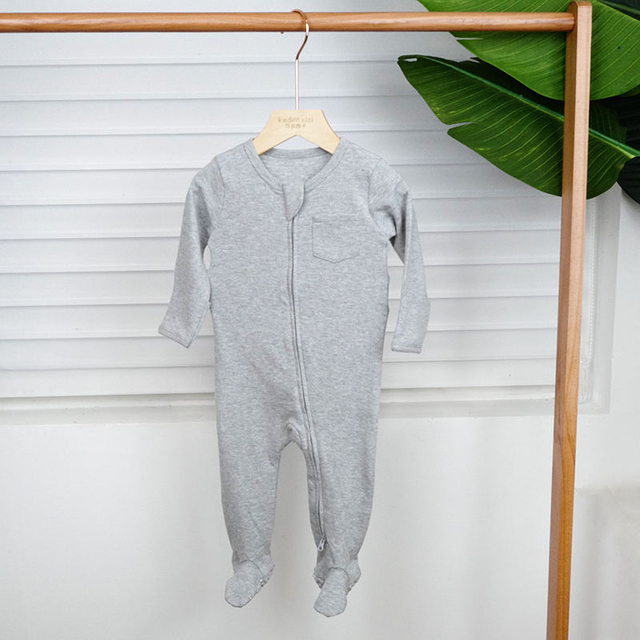 Unisex Newborn Baby Clothes Organic Cotton Zipper Sleepwear Pajamas Winter Layette Beb En Gros Kids Rompers Bebi Bayi Babywear