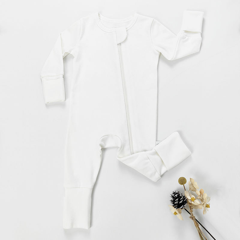 Kids Onesie Pajamas Bodysuit Infant Sleepsuit Long Sleeve Cotton White Custom Baby Romper