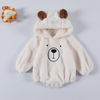 Ins Autumn Winter Newborn Toddler Girl Bear Long Sleeve Hooded Romper Outfits Baby Polyester Bodysuit