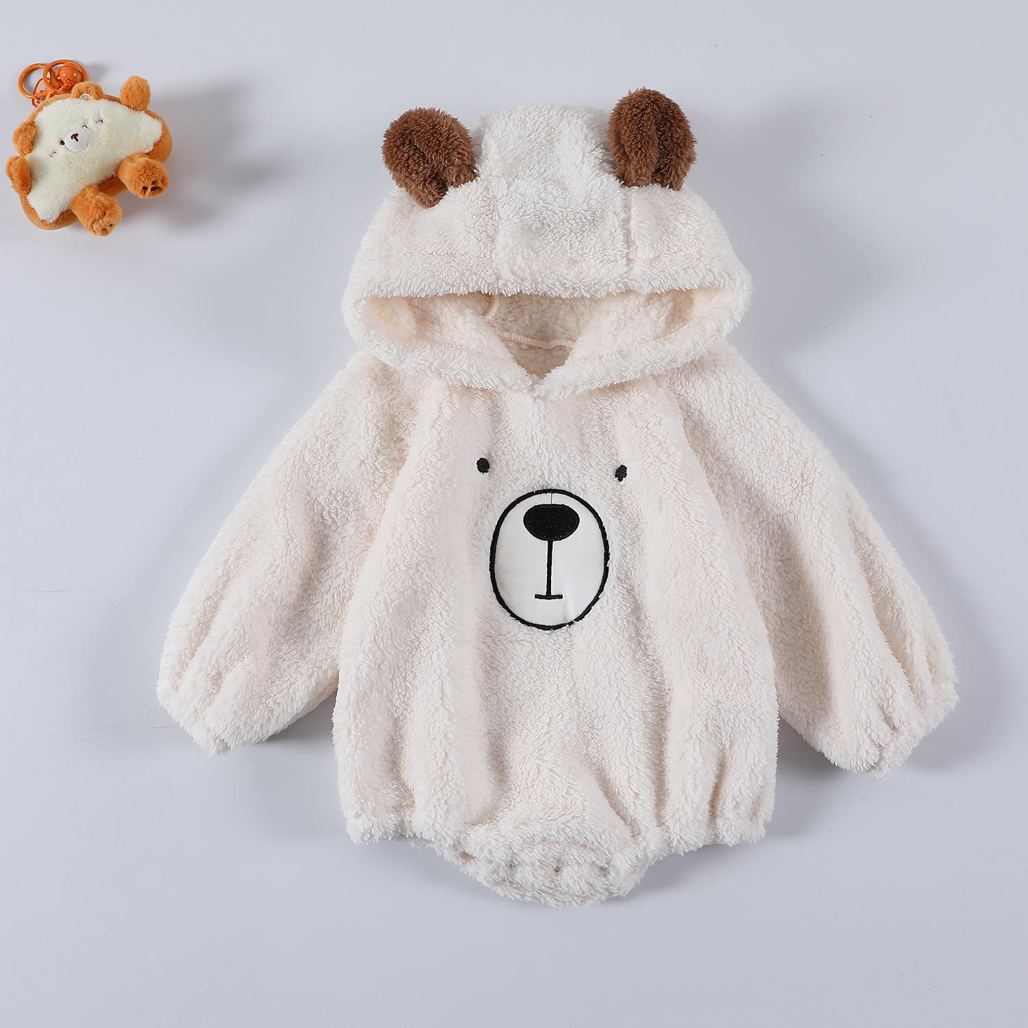 Ins Autumn Winter Newborn Toddler Girl Bear Long Sleeve Hooded Romper Outfits Baby Polyester Bodysuit