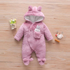 Wholesale Infant Plush Soft Baby Jumpsuit Hooded Collar Comfortable Kids Boys Girls Winter Warm Clothes Baby Romper