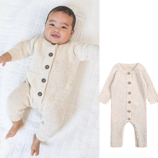100% Cotton Winter Baby Knitted Romper Newborn Warm Sweater Jumpsuit Zipper Most Popular New Born Baby Clothing for Boys Girls