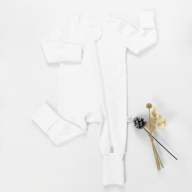 Kids Onesie Pajamas Bodysuit Infant Sleepsuit Long Sleeve Cotton White Custom Baby Romper