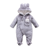 Wholesale Infant Plush Soft Baby Jumpsuit Hooded Collar Comfortable Kids Boys Girls Winter Warm Clothes Baby Romper