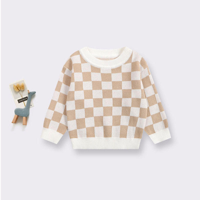 Manufacturer Custom 100% Cotton Knit Baby Clothing Sets Plaid Print 2-Piece Girls Shorts & Newborn Baby Sweater