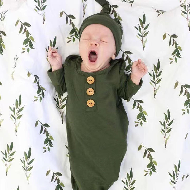 Send a Hat Winter Wearable Blanket Soft Newborn Clothes Baby Bamboo Gown Swaddle Wrap Solid Olive Bamboo Baby Knot Gown